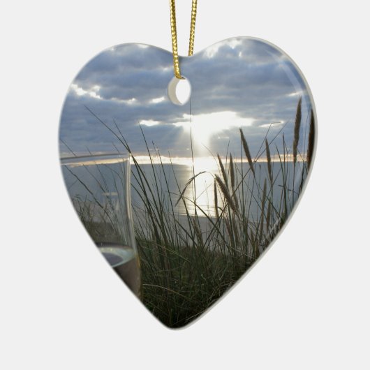 Wein am Strand Keramisch Ornament (Links)