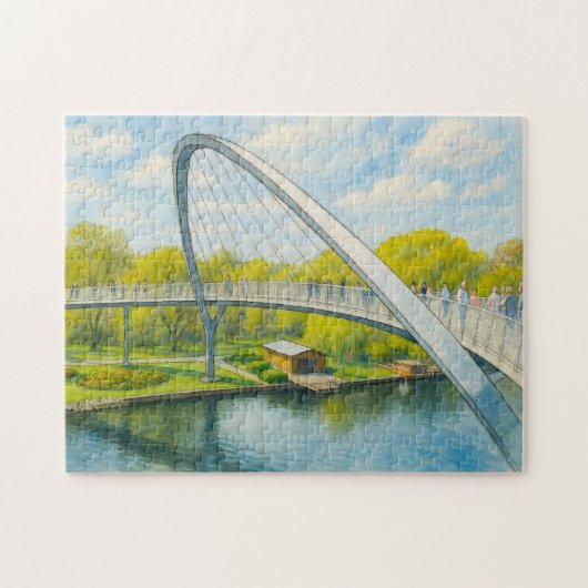 Weinberg brug rathenow aquarel havelland legpuzzel (Horizontaal)