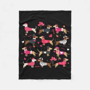 Weiner Dachshund in hondenjurk hartjes gelukkige V Fleece Deken