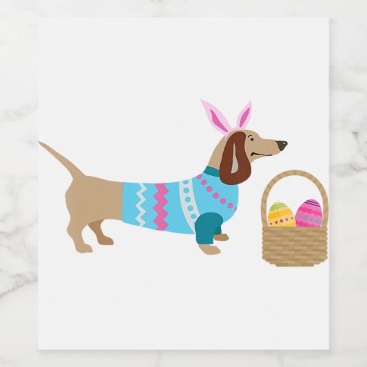 Weiner Daschund Easter  Doxie In Dog Wijn Etiket (Enkel label)