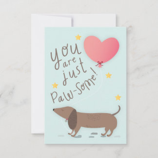 Weiner Dog & Balloon Valentine's Day Card Kaart