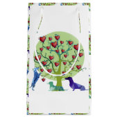 Weiner Dog Love Tree, Harten Klein Cadeauzakje (Voorkant)