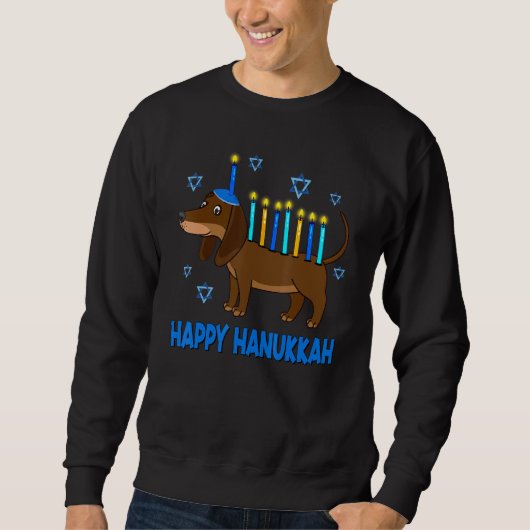 Weiner Dog Menorah,Festive Dog Mazel Tov Holiday H Trui (Voorkant)