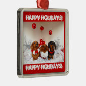Weiner Dog Prettige feestdagen! Metalen Ornament (Rechts)