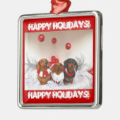 Weiner Dog Prettige feestdagen! Metalen Ornament (Links)