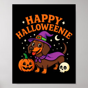 Weiner Dog Witch Happy Halloweenie Schattige Hallo Poster