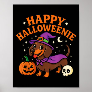 Weiner Dog Witch Happy Halloweenie Schattige Hallo Poster