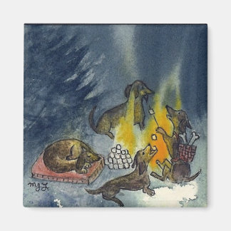 Weiner Dogs Camp Out Magneet