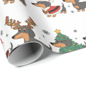 Weiner Dogs Christmas Holiday Wrapping Paper Cadeaupapier (Rol Hoek)