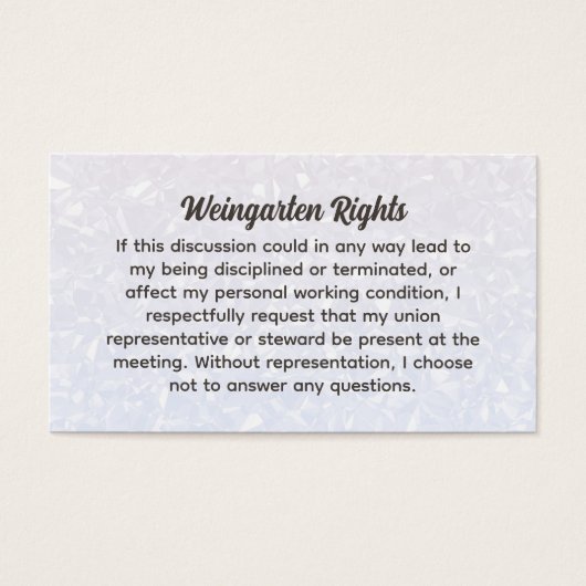 Weingarten Rights Visitekaartjes (Voorkant)