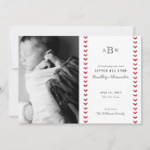 Weinig All Star Baseball Baby Birth Annountion Aankondiging (Voorkant)