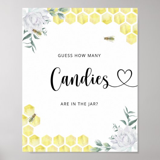 Weinig bee raden hoeveel snoepjes poster (Voorkant)