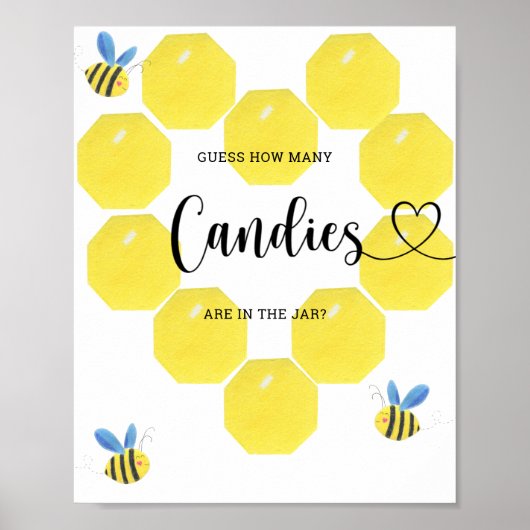 Weinig bee raden hoeveel snoepjes poster (Voorkant)
