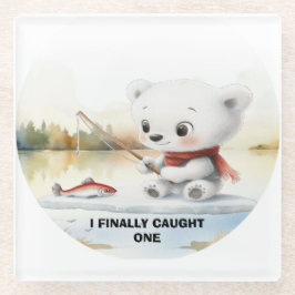 Weinig Beer heeft eindelijk een vis aan land gebra Glazen Onderzetter