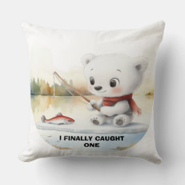 Weinig Beer heeft eindelijk een vis aan land gebra Kussen