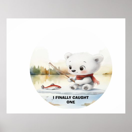 Weinig Beer heeft eindelijk een vis aan land gebra Poster (Voorkant)