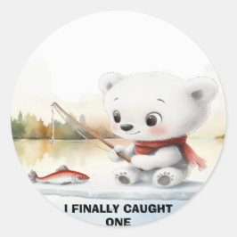 Weinig Beer heeft eindelijk een vis aan land gebra Ronde Sticker