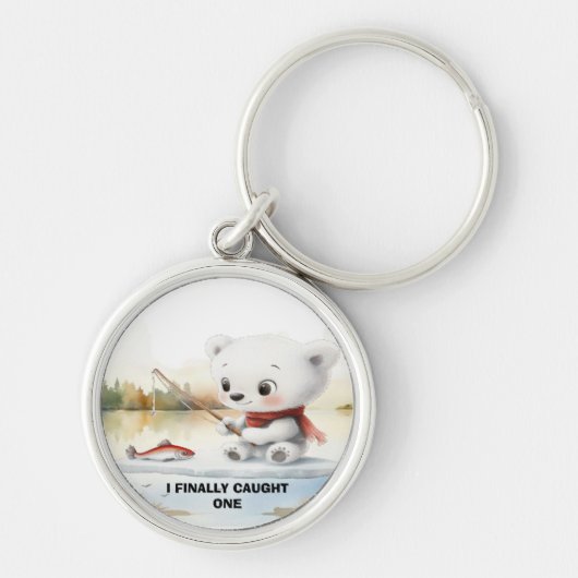 Weinig Beer heeft eindelijk een vis aan land gebra Sleutelhanger (Voorkant)