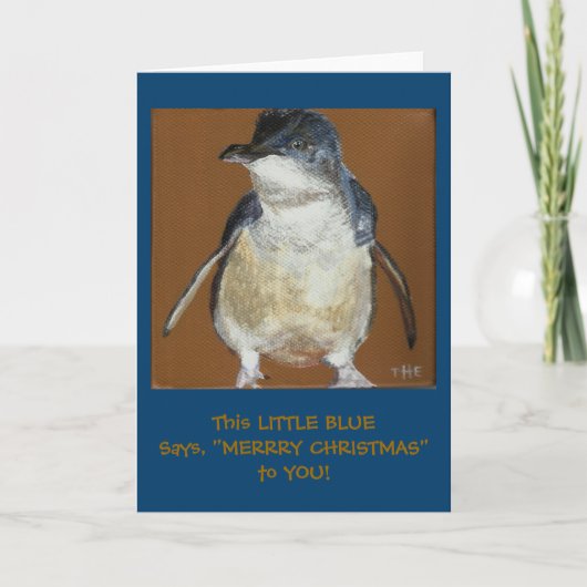 Weinig Blauwe Kerstkaart van de Pinguïn Feestdagen Kaart (Voorkant)