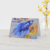 Weinig Blauwe Vis Betta Kaart (Gele Bloem)