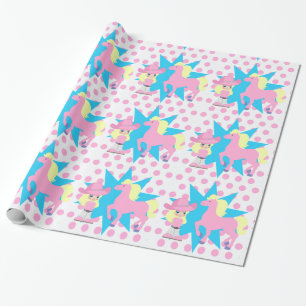 Weinig Blonde van de Veedrijfster met Roze Paard Cadeaupapier