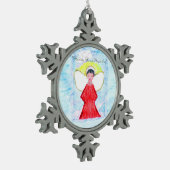 "Weinig Bruine Engel schittert" sneeuwvlokornament Tin Sneeuwvlok Ornament (Links)