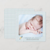 Weinig cheques Blauwe Fotoaankondiging Aankondiging (Voorkant / Achterkant)