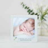 Weinig cheques Blauwe Fotoaankondiging Aankondiging (Staand voorkant)