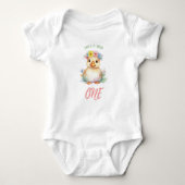 Weinig een eendje Eerste Verjaardag Baby Bodysuit (Voorkant)