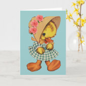 Weinig Eend in Kleding en Bonnet Kaart (Gele Bloem)