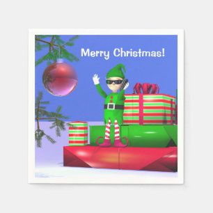 Weinig Elf die van Kerstmis zich op Giften Servet