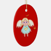 Weinig Engel op Rood Keramisch Ornament (Rechts)