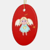 Weinig Engel op Rood Keramisch Ornament (Links)