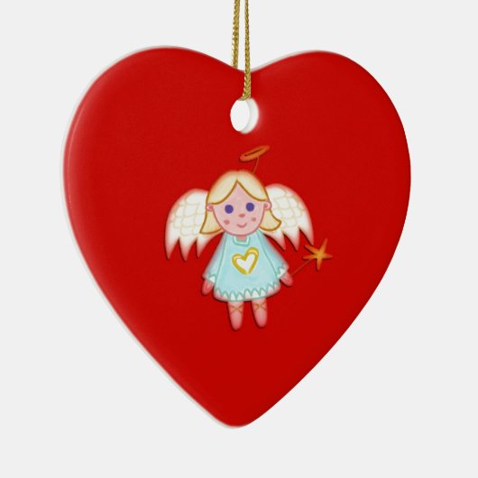 Weinig Engel op Rood Keramisch Ornament (Rechts)