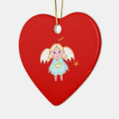 Weinig Engel op Rood Keramisch Ornament (Links)