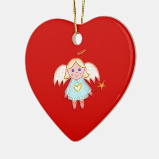 Weinig Engel op Rood Keramisch Ornament (Links)