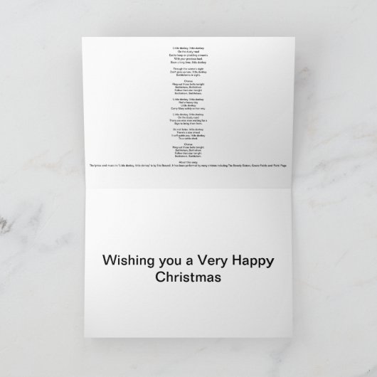 Weinig Ezel bij Kerstmis Feestdagen Kaart (Binnen)