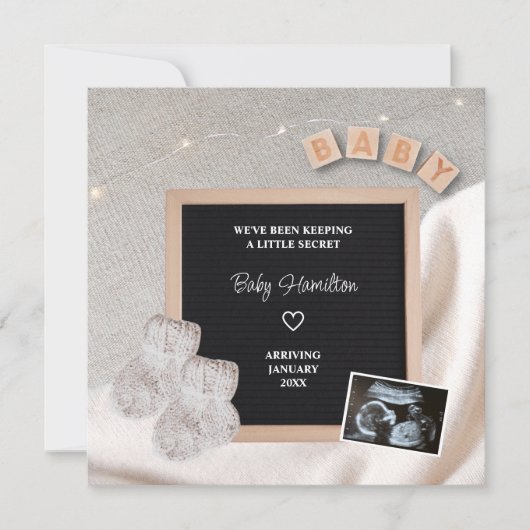 Weinig geheim echografie foto winterzwangerschap aankondiging (Voorkant)