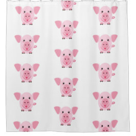 Weinig gelukkig leuk roze varken douchegordijn