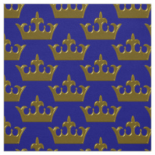 Weinig Gouden Kroon, blauw-Stof Stof