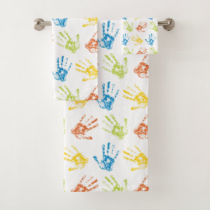 Weinig Hand van de Regenboog drukt de Reeks van de Bad Handdoek