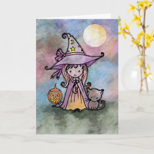 Weinig Kaart van Halloween van de Heks en van de (Gele Bloem)