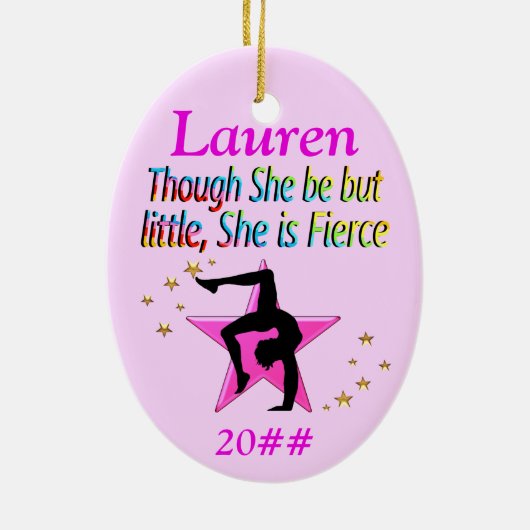 WEINIG MAAR FELLE GEPERSONALISEERDE GYMNAST ORNAME KERAMISCH ORNAMENT (Achterkant)
