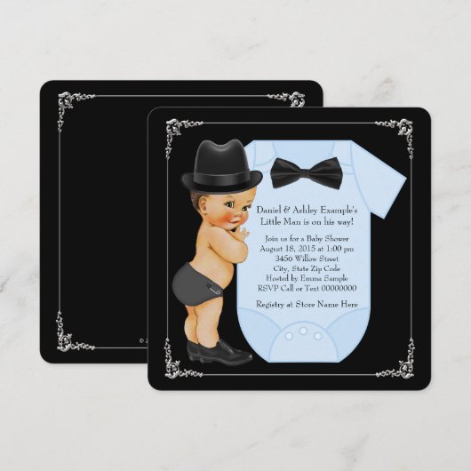 Weinig Man Baby shower Kaart (Voorkant / Achterkant)