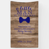 Weinig Man Baby shower | Rustiek Hout Navy Bow str Spandoek (Verticaal)