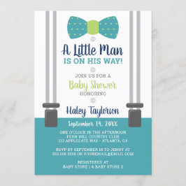 Weinig Man Baby shower uitnodiging, blauw, groen Kaart