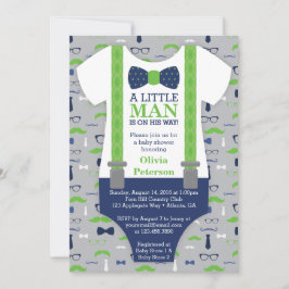 Weinig Man Baby shower uitnodiging, blauw, groen Kaart