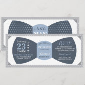 Weinig Man Baby shower uitnodiging, boog Stropdas Kaart (Voorkant / Achterkant)
