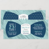 Weinig Man Baby shower uitnodiging, boog Stropdas Kaart (Voorkant / Achterkant)