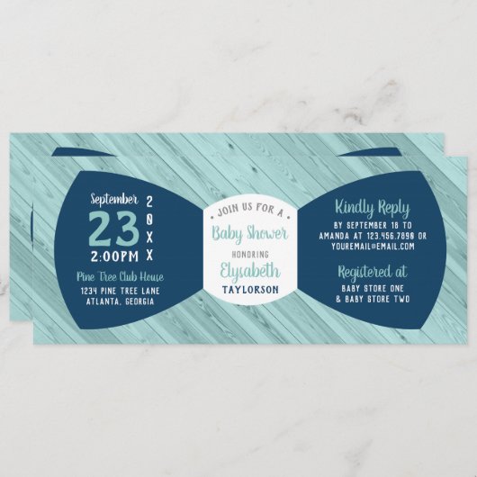 Weinig Man Baby shower uitnodiging, boog Stropdas Kaart (Voorkant / Achterkant)